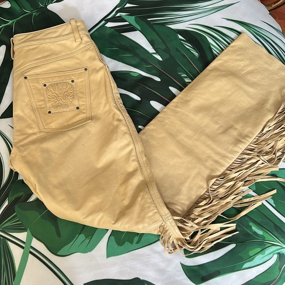 Harley Davidson caramel fringe leather pants - Picture 6 of 9